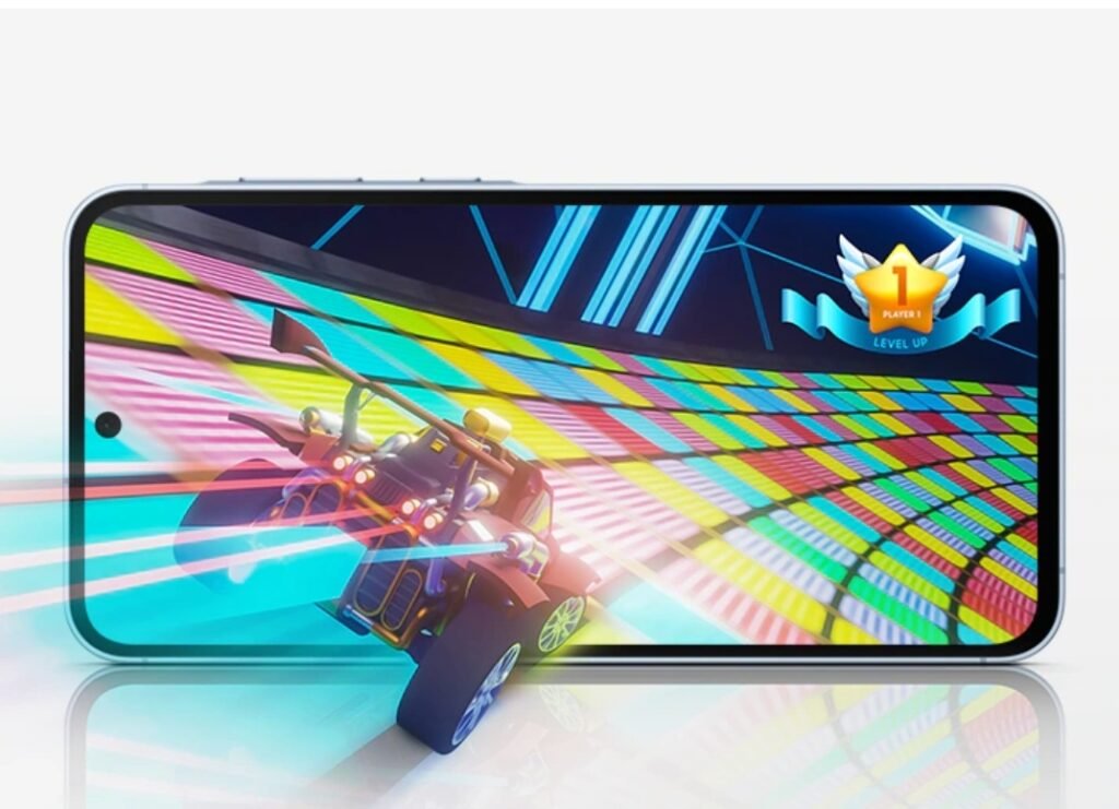 The image shows the display of the Samsung Galaxy A55 