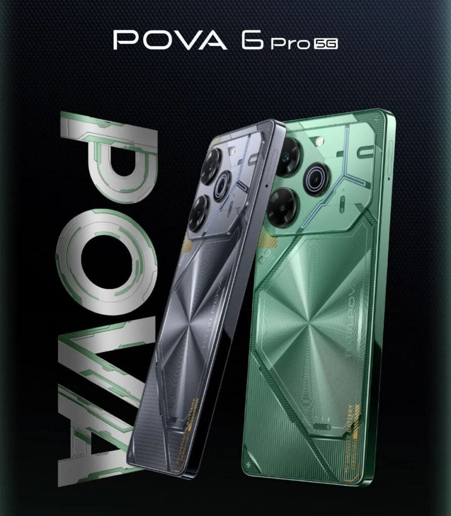 The image shows the design of the Tecno Pova 6 Pro