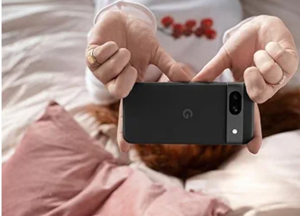 The Google pixel 8a in black colour is shown  