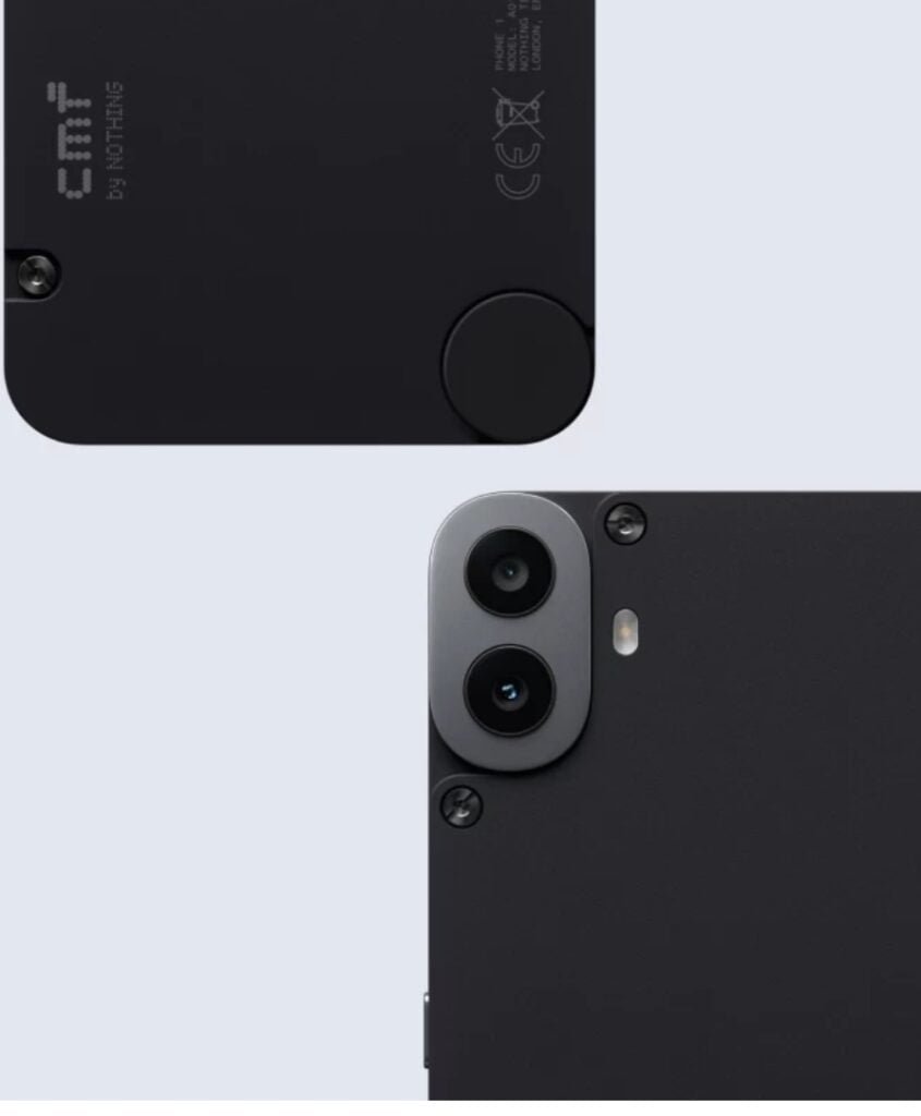 The image shows the camera design of the CMF Phone 1