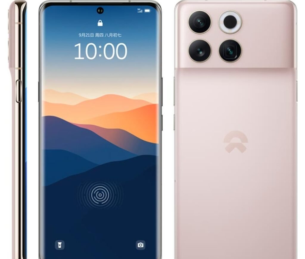 The image shows the Rear,Front and side of the Nio Phone 2