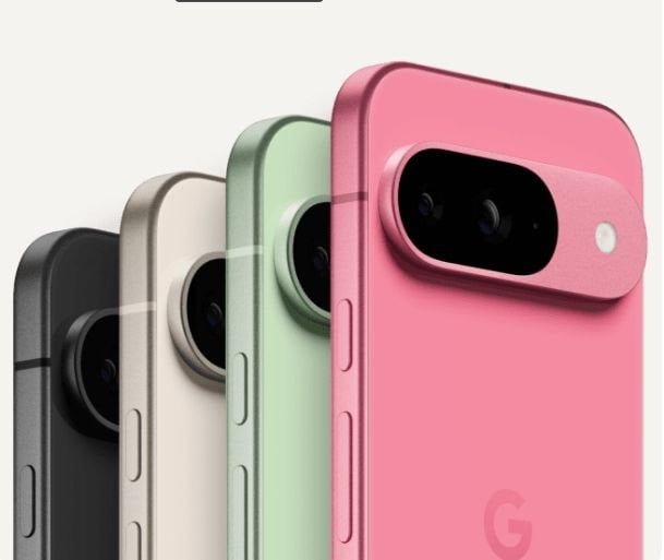 The image showing the Google pixel 8 in 4 colour options