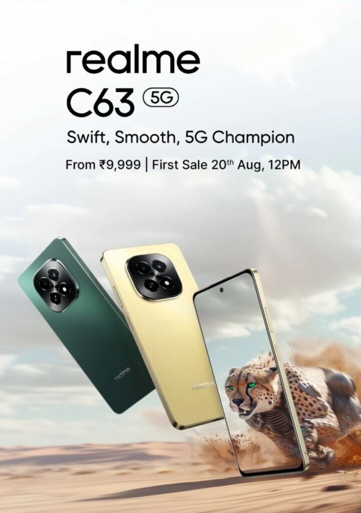 The image shows the starting price of Realme C63 5G and first sale date