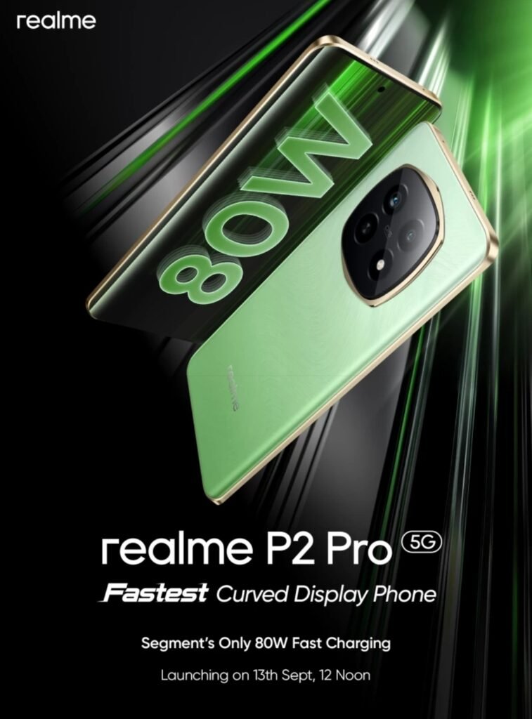 The image shows the 80 W fast charging of Realme P2 pro