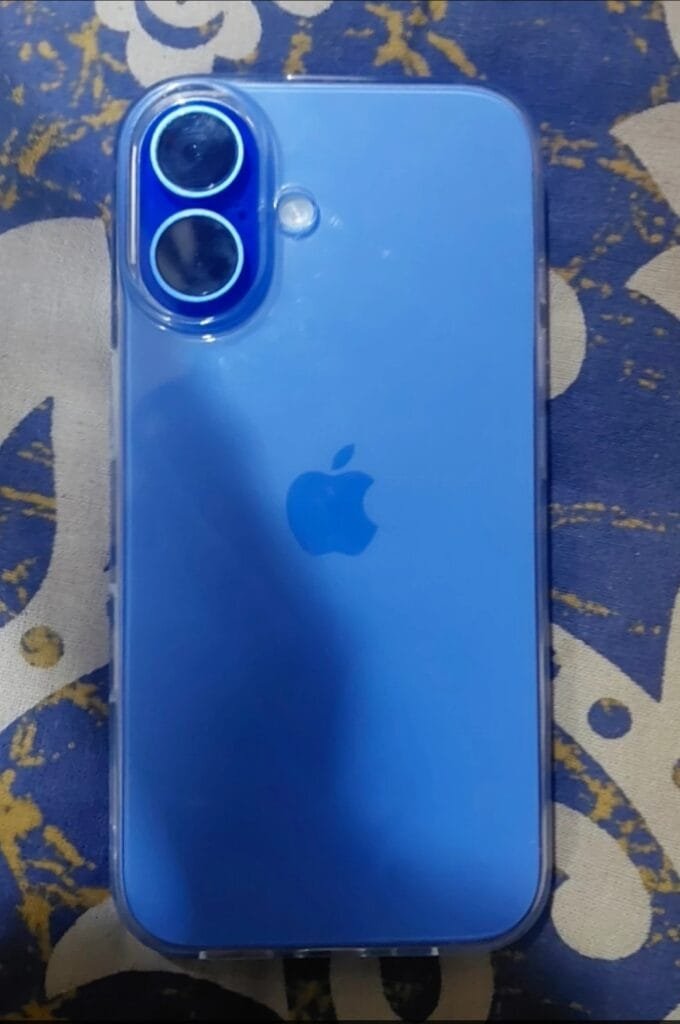 The image shows the iPhone 16 rear 