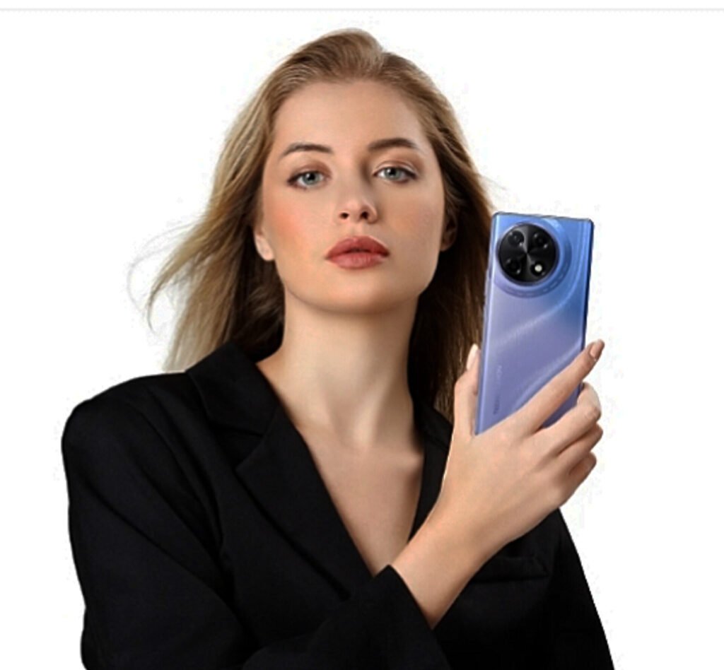 The image shows the Model holding the Tecno Camon 30s smartphone. 