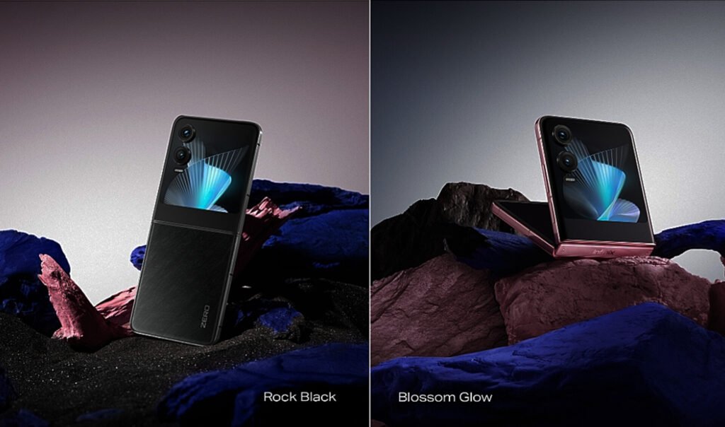 The image shows the two color options of the infinix Zero flip phone